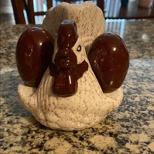 Vintage Hen Egg Salt - Pepper And Napkin Holder.set Of 3 Pieces
